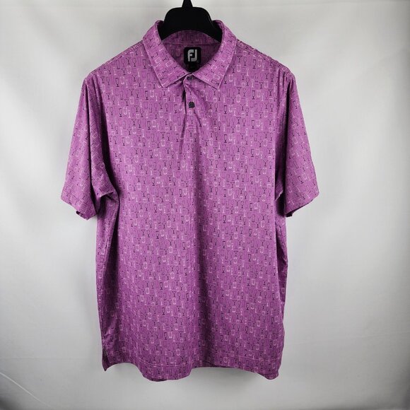 FootJoy Other - SOLD OUT FootJoy Shirt Men XL Purple Multi Cocktail Glass Print Lisle Golf Polo
